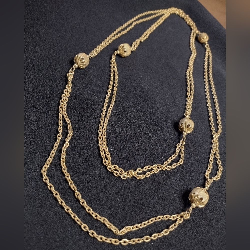 Gold Chain Necklace with Beaded Accents